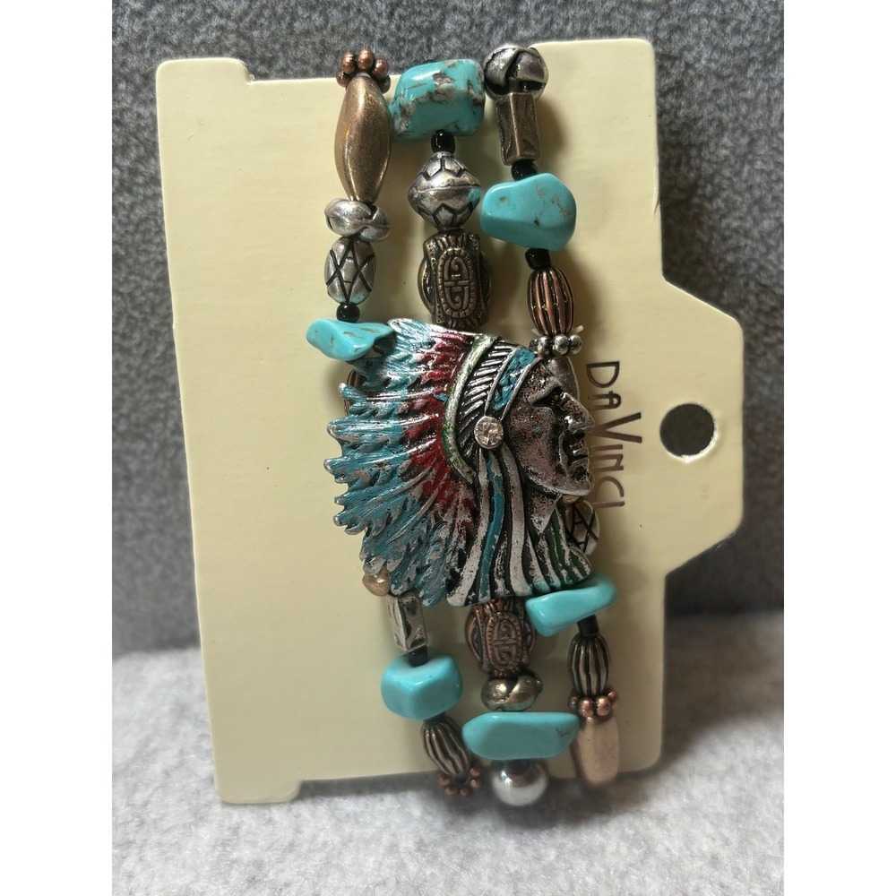 #4. Multi-strand Stretch Native American Chief Bracelet